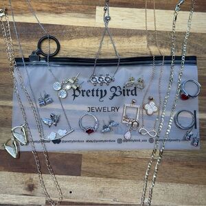 Pretty Bird Gold and Silver Jewelry Set with Red Accents